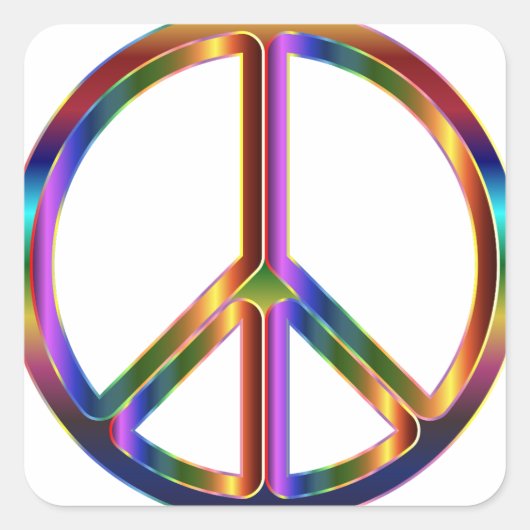 Colorful Peace Sign Vierkante Sticker (Voorkant)