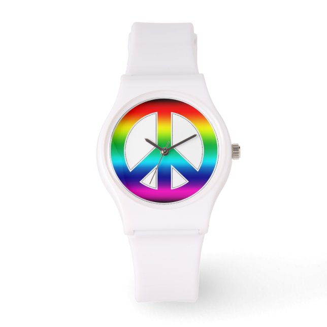 Colorful Peace Sign Watch Horloge (Voorkant)