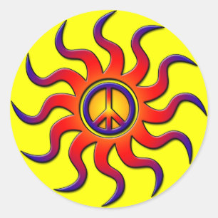 COLORFUL PEACE SUN RONDE STICKER