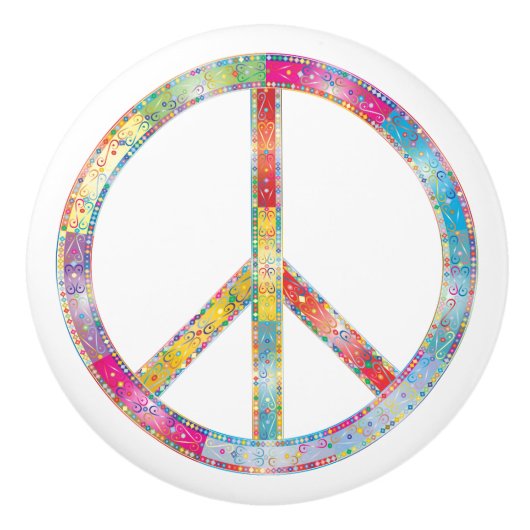 Colorful Peace Symbol Keramische Knop (Voorkant)