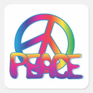 Colorful Peace Symbol Square Sticker
