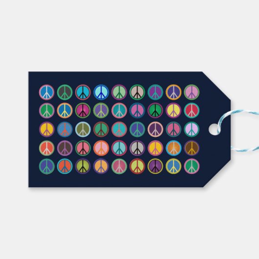 Colorful Peace Symbols Cadeaulabel (Voorkant (Horizontaal))