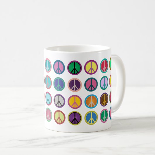 Colorful Peace Symbols Koffiemok (Voorkant rechts)