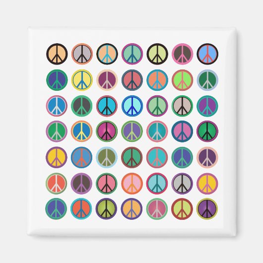 Colorful Peace Symbols Magneet (Voorkant)