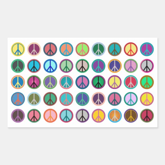 Colorful Peace Symbols Rechthoekige Sticker (Voorkant)