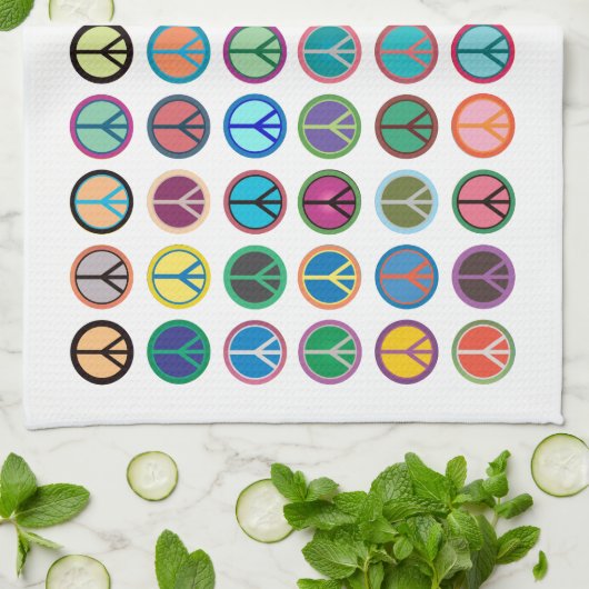 Colorful Peace Symbols Theedoek (Gevouwen)