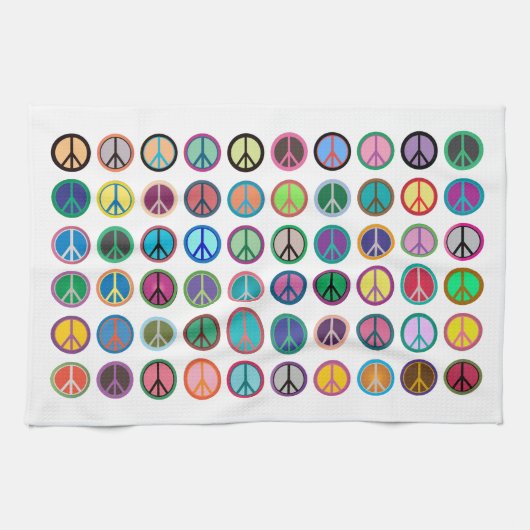 Colorful Peace Symbols Theedoek (Horizontaal)