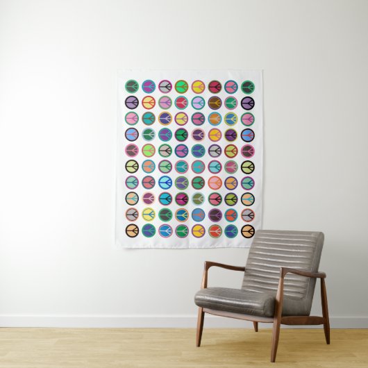 Colorful Peace Symbols Wandkleed (In situ)