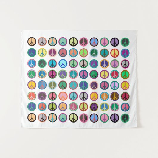 Colorful Peace Symbols Wandkleed (Voorkant (horizontaal))