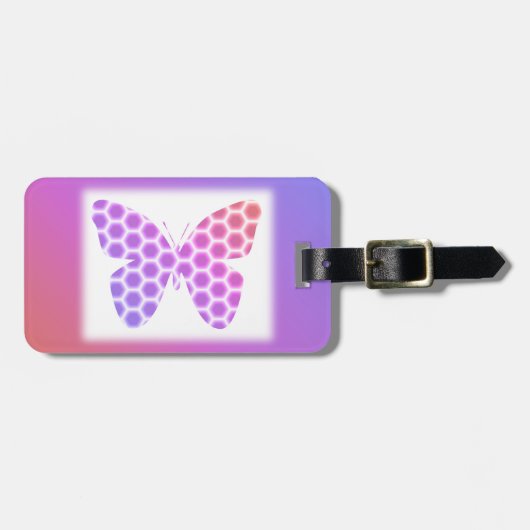 Colorful Peach roze Paars Geometric Butterfly Art Bagagelabel (Voorkant horizontaal)