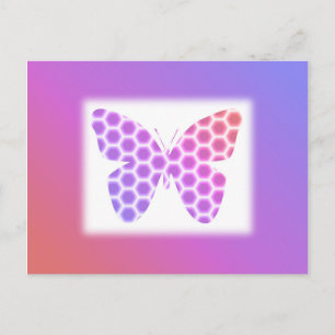 Colorful Peach roze Paars Geometric Butterfly Art Briefkaart