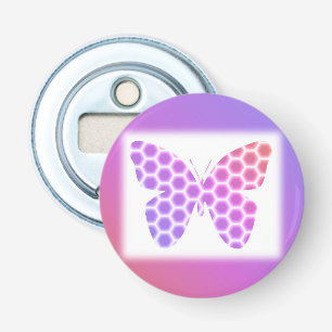 Colorful Peach roze Paars Geometric Butterfly Art Button Flesopener