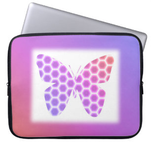 Colorful Peach roze Paars Geometric Butterfly Art Laptop Sleeve