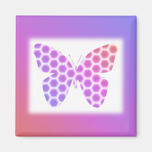 Colorful Peach roze Paars Geometric Butterfly Art Magneet