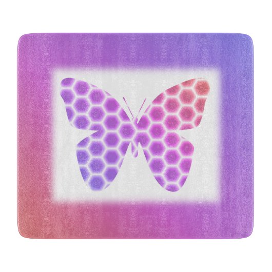 Colorful Peach roze Paars Geometric Butterfly Art Snijplank (Voorkant)