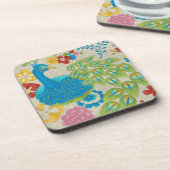 Colorful Peacock en Flowers Bier Onderzetter (Linkerzijde)