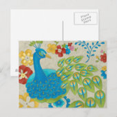Colorful Peacock en Flowers Briefkaart (Voorkant / Achterkant)