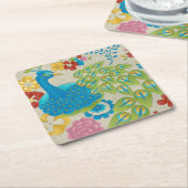 Colorful Peacock en Flowers Kartonnen Onderzetters (Schuin)