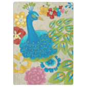 Colorful Peacock en Flowers Klembord (Achterkant)