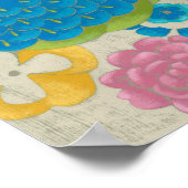 Colorful Peacock en Flowers Poster (Hoek)