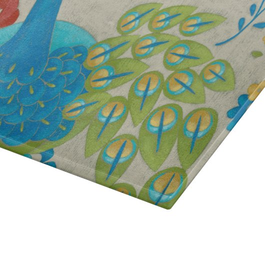 Colorful Peacock en Flowers Snijplank (Hoek)