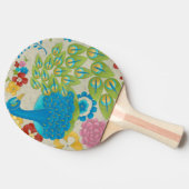 Colorful Peacock en Flowers Tafeltennisbatje (Zijkant)
