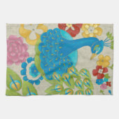 Colorful Peacock en Flowers Theedoek (Horizontaal)