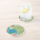 Colorful Peacock en Flowers Zandsteen Onderzetter (Zijkant)