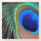 Colorful Peacock Feather Eyespot Glazen Onderzetter (Voorkant)