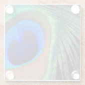 Colorful Peacock Feather Eyespot Glazen Onderzetter (Achterkant)