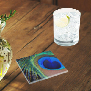 Colorful Peacock Feather Eyespot Glazen Onderzetter