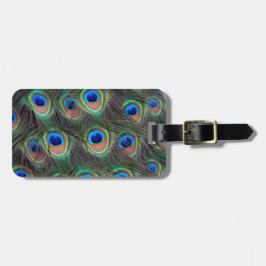 Colorful Peacock Feather Eyespot Pattern Bagagelabel