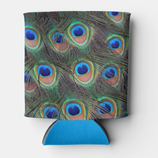 Colorful Peacock Feather Eyespot Pattern Blikjeskoeler (Voorkant)