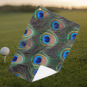 Colorful Peacock Feather Eyespot Pattern Golfhanddoek
