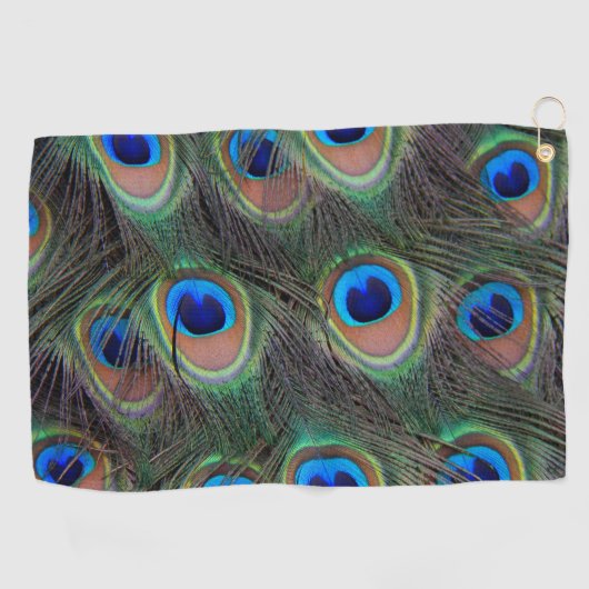 Colorful Peacock Feather Eyespot Pattern Golfhanddoek (Horizontaal)