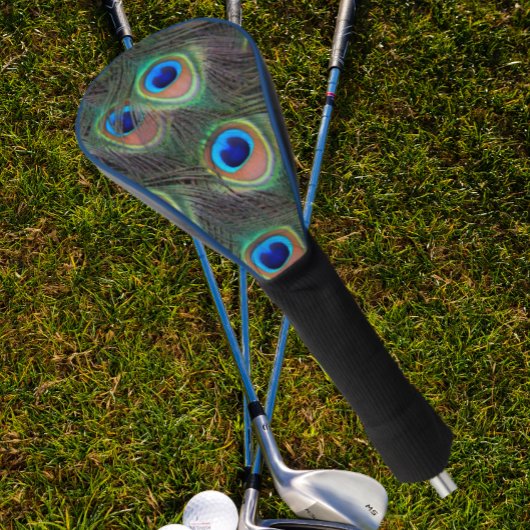 Colorful Peacock Feather Eyespot Pattern Golfheadcover