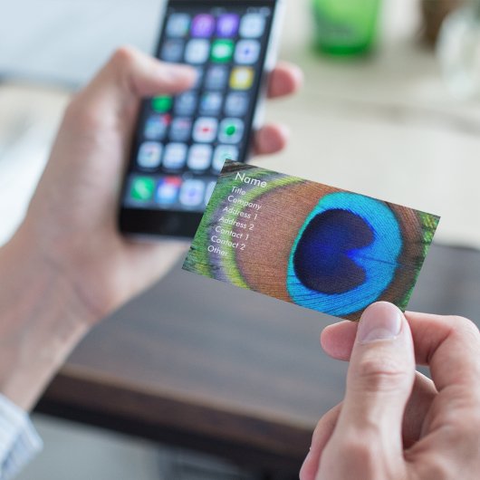 Colorful Peacock Feather Eyespot Visitekaartje