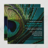 Colorful Peacock Feather Foto Boho Chic Wedding Kaart (Voorkant / Achterkant)