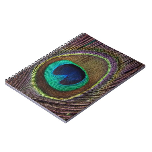 Colorful Peacock Feather Personalized Notitieboek (Linkerzijde)