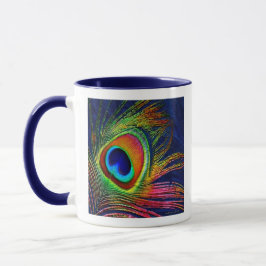Colorful Peacock Feather Print Coffee Mok