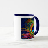 Colorful Peacock Feather Print Coffee Mok (Voorkant rechts)