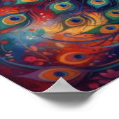 Colorful Peacock Feathers and Flowers Poster (Hoek)