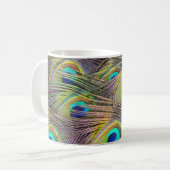 Colorful Peacock Feathers Design Coffee Mok Cup (Voorkant links)