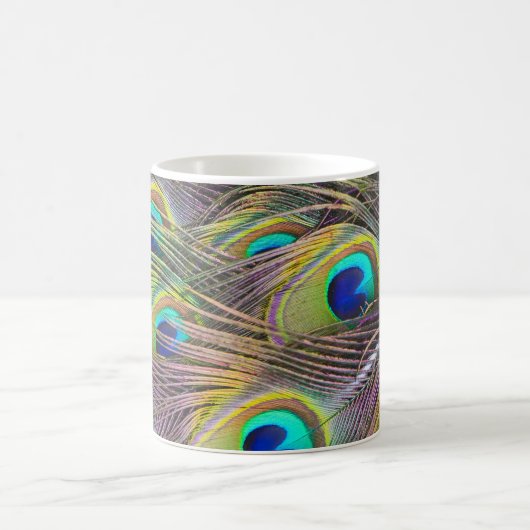 Colorful Peacock Feathers Design Coffee Mok Cup (Center)