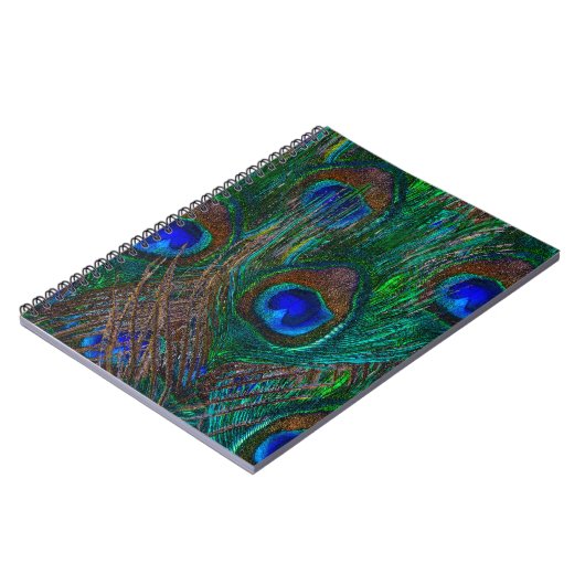 Colorful Peacock Feathers Etching Style Notitieboek (Linkerzijde)