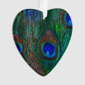 Colorful Peacock Feathers Etching Style Ornament (voorkant)