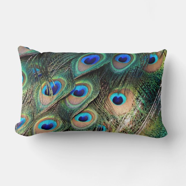 Colorful Peacock Feathers Kussen (Voorkant)