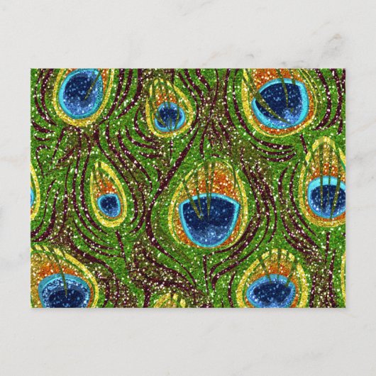Colorful Peacock Feathers Print Briefkaart (Voorkant)