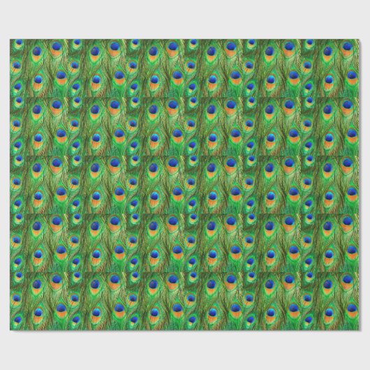 Colorful Peacock Feathers Print Cadeaupapier (Vlak)