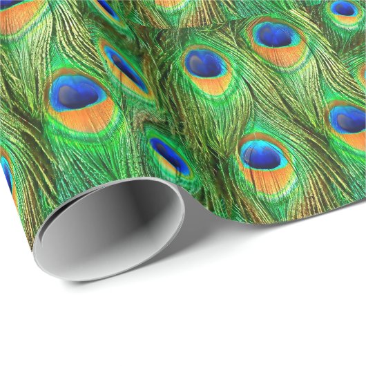Colorful Peacock Feathers Print Cadeaupapier (Rol Hoek)